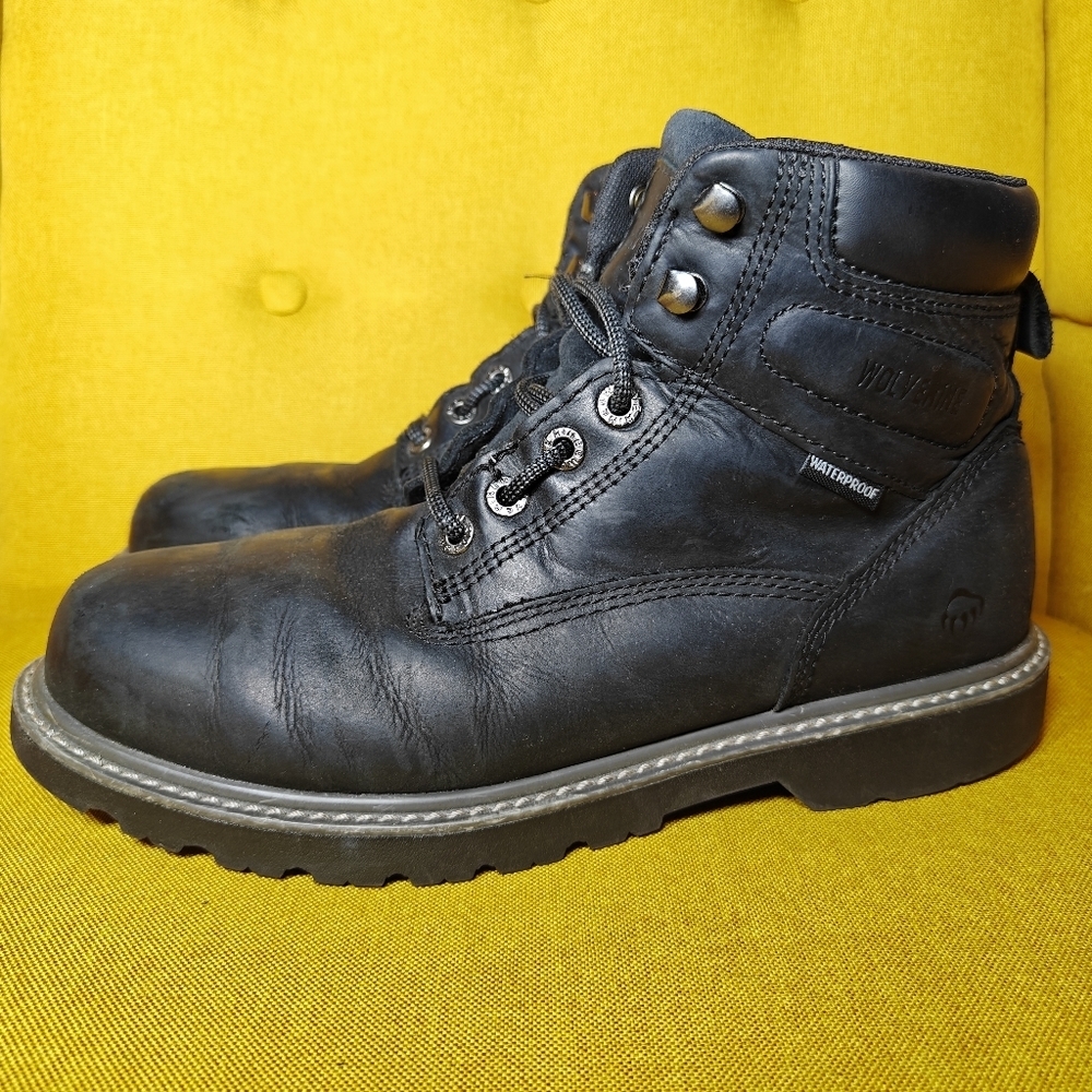 Wolverine Men's Floorhand Waterproof 6" Black Leather Work Boots Size 10EW